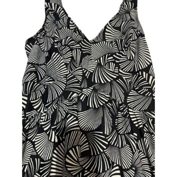 Azul Women's One Piece Bathing Suit Dress Style Black & White Seashells Size 18 - Picture 2 of 8